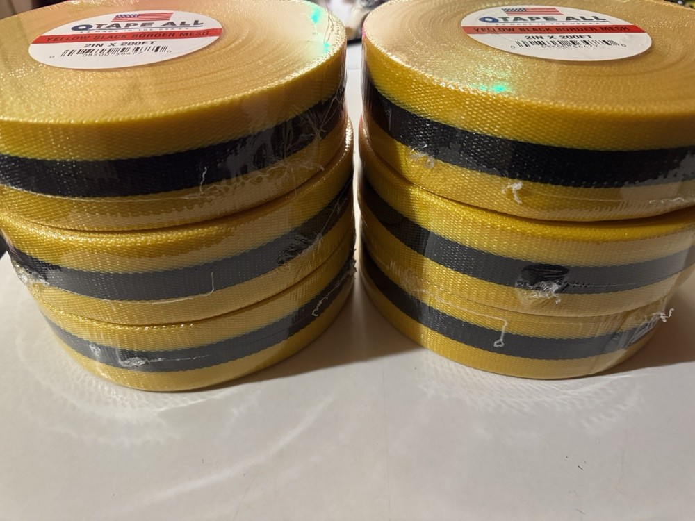 Tape All Yellow Black border Mesh 2” X 200 FT Rolls HUGE LOT (36 Rolls) 7,200FT