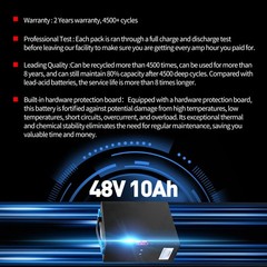 48V 10Ah LiFePO4 Lithium Battery for Electric Pallet Jack EPT40H EPT33H,CBD15-WS