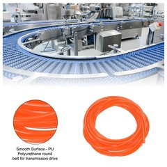 Polyurethane Round Belts 3mm Dia 3 Meters 10ft L for Industry Orange