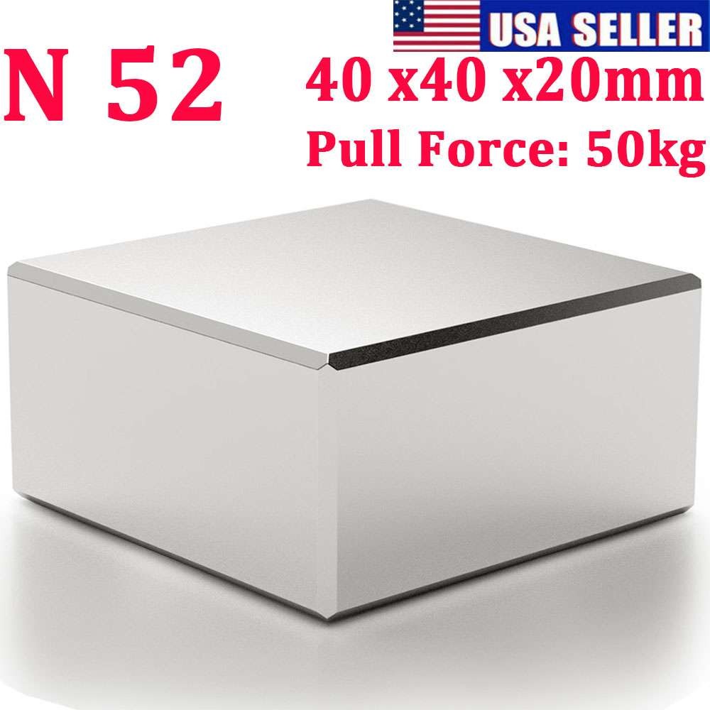 Large Neodymium Block Rare Earth Magnet Super Strong 40x40x20mm N52 Super Strong