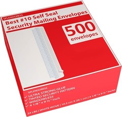#10 Envelopes Letter Size Self Seal | 500 Business 500 Count, White Wove
