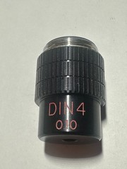 Swift Microscope Objective DIN4 / 0.10 Made in Thailand, RED Lettering, Used