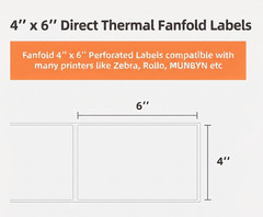 4 x 6 Fanfold Direct Thermal Shipping Labels – 1000 Labels | Fanfold Stack