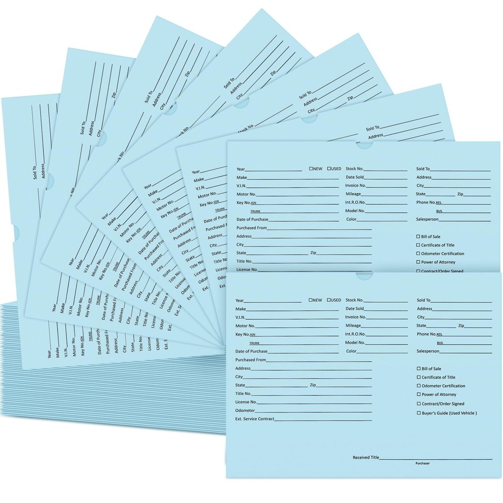 Watersay 120 Pcs 9 x 12 In Vehicle Dealer Jackets for Car Sales 32lb Colored …