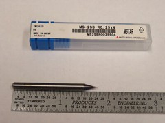 0.5mm x R0.25mm x 4mm Mitsubishi 2 Flute Carbide End Mill, 1 Pc