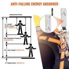 VEVOR Vertical Lifeline Assembly 25ft Fall Protection Rope Polyester 30 KN ANSI
