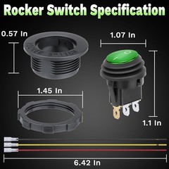 Waterproof LED Rocker Toggle Switch 12V SPST 3 Pin On Off Car M Color: Green-1