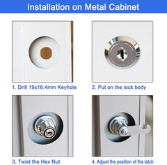Cam Lock Set 1-1/8 Inch Keyed Alike Chrome Finish for Cabinets Drawers Mailboxes