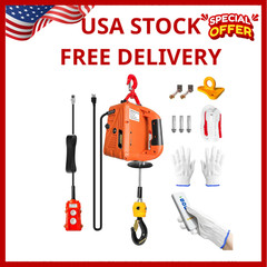 Power Electric Portable Hoist Winch 1500LBS, 3 in 1 Electric Cable Hoist 110V 25