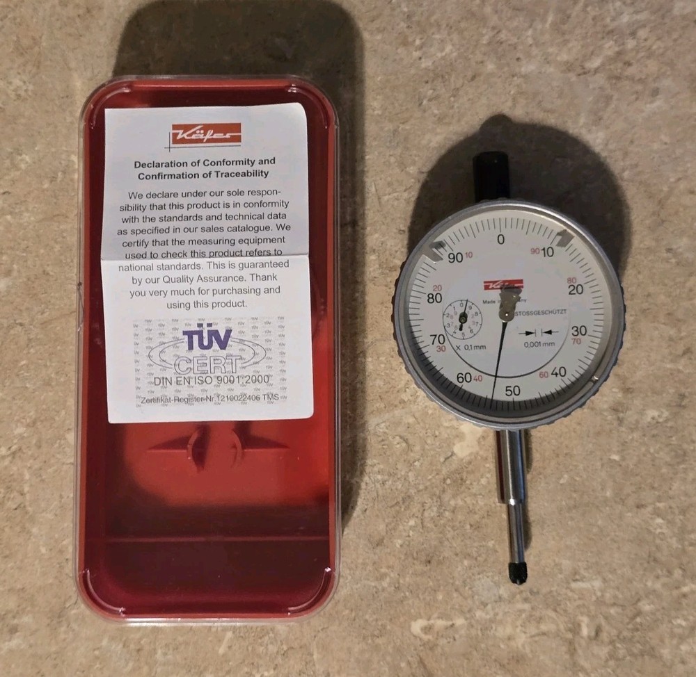 Käfer FM1101 Precision Dial Indicator Gauge 0.001mm 1mm Shockproof Germany