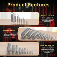 100 Pcs Extension Springs Assortment Kit, 25 Different Sizes, Stainless Steel