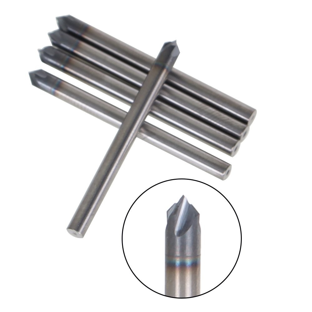5 Pieces 1/8″ 4 Flute 90 Degree Carbide Chamfer Mill 1-1/2″ OAL – TiALN COATED
