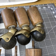 Lot of 13 Vintage Wood Leg Black Rubber Roller Ball Swivel Casters