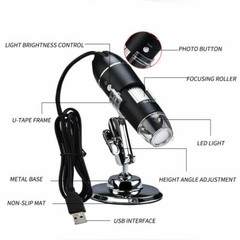 8LED 1000X 10MP USB Digital Microscope Endoscope Magnifier Camera w/ Stand Black