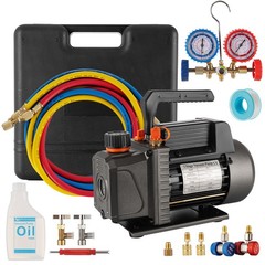 Combo 3.5 CFM 1/4HP Air Vacuum Pump HVAC + R134A Kit AC A/C Manifold Gauge Set