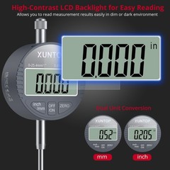 Digital Dial Indicator 1inch/0.0005inch LCD Display Electronic Dial Test Indi…