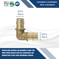 10 Pieces XFITTING 1/2″ Pex A Elbow, Expansion Elbow, Lead Free Brass