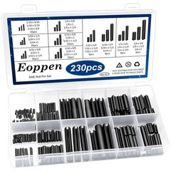 230PCS SAE Roll Pin Assortment Set 10 Sizes Steel