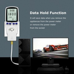 US Plug-in Electricity Power Usage Consumption Meter Energy Monitor LCD Digital