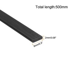 2 Pcs Carbon Fiber Strip 2x8mm 500mm Length Pultruded Flat Carbon Fiber Bars