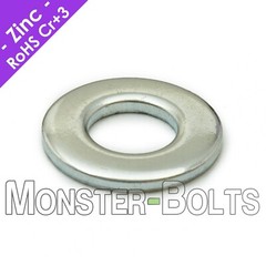US / Inch – SAE Flat Washers, Cr+3 Zinc Plated Steel, #4 #6 #8 #10 1/4 5/16 3/8″