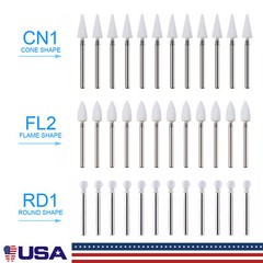 Dental White Stone Aluminum Oxide Polishing FG Burs For High &Low Speed 12/pk st
