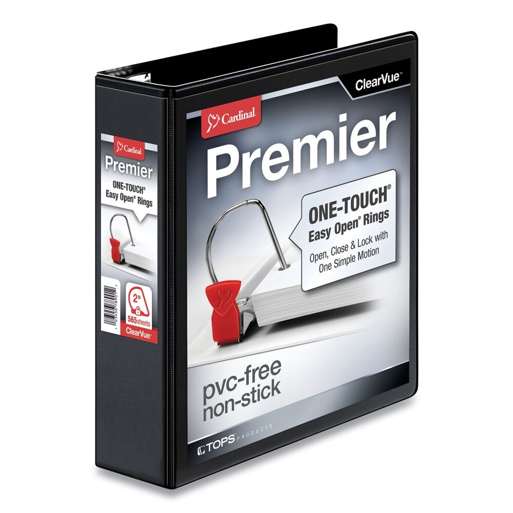 Cardinal 10321 ClearVue 3-Ring 2″ Cap Easy Open Slant-D Ring Binder – Black New