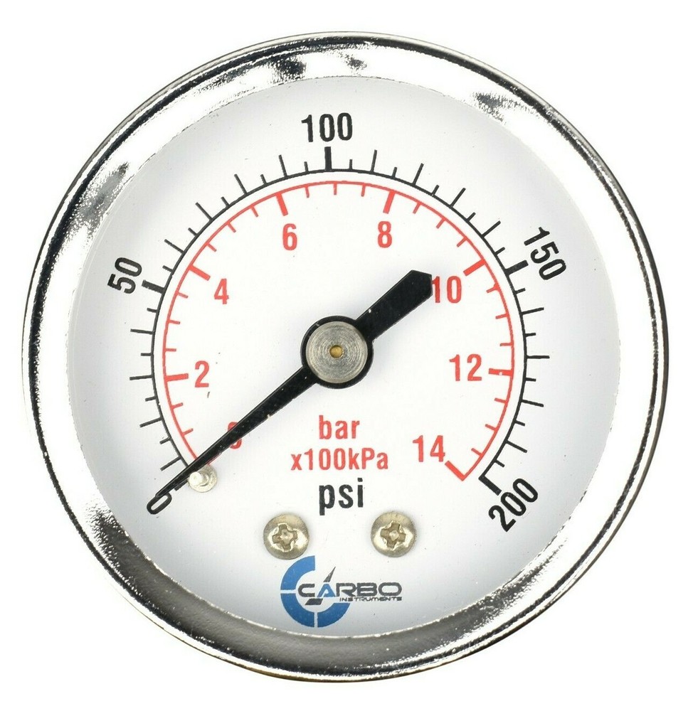 2″ Pressure Gauge – Chrome Plated Steel Case, 1/4″NPT, Back Mnt. 200 PSI