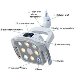 Ceiling Mounted Dental Shadowless Operating Lamp 8 Bulbs Surgical LED Exam Light