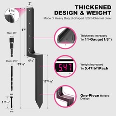1-Pack 11-Gauge Steel Fence Post Repair Stake & Installation Hardware Included