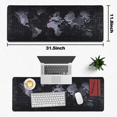 Mouse Pad Gaming – Desk Mat for Keyboard and 31.5L x 11.8W inches, Black Map