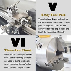 RC-210E 8″*24″ Metric/inch Thread Metal Lathe Machine 110V 1100W Brushless Motor