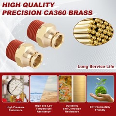 1/2″ Quick Push to Connect Fittings Brass Union Straight Joint DOT Approved 1…