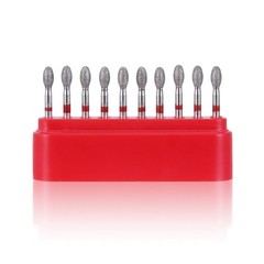 10Pcs Dental FG Diamond Burs Fit Handpiece Football #379-023F Fine Red AZDENT