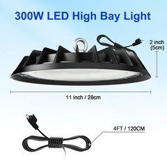 2Pack 300W UFO LED High Bay Light 6000K Industrial Warehouse Gym Shop Lighting