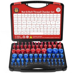 70 Pcs Nut & Bolt Thread Checker Set 37 SAE 33 Metric Gauge for Size Checking