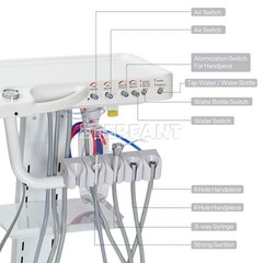 ETERFANT Dental Portable Mobile Delivery Unit System Cart Treatment 4 Holes US
