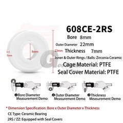 ZrO2 Zirconia Full Ceramic Ball Bearing Double Sealed 2RS Resistant Corrosion