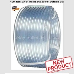 100 Feet Roll Clear Plastic Tubing 3/16″ ID x 1/4″ Outside Dia Flexible Vinyl