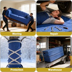 12 Heavy Duty Moving Packing Blankets Ultra Thick Pro 72″x80″ Furniture Pad Blue
