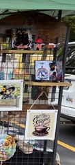 Display Grid Rack 5.2 ft Panel & Rustic Wood Stand Craft Art Gridwall Wire Tower