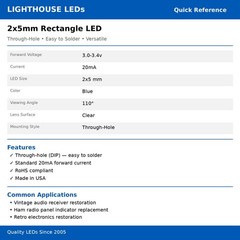 20 x 2x5x7mm Rectangle LEDs Wide Angle Blue LED Square x 2 5 7 – 7x5x2 mm 5x2x7
