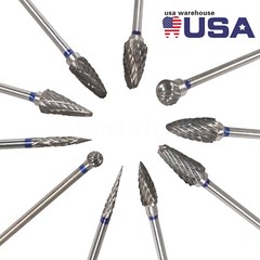 10 Pcs Dental Lab Tungsten Steel Carbide Burs Polishing Bur Drills HP 2.35mm