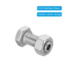 3 Set M10x25mm Hollow External Hexagon Screw Lamp Threading Through Hole Bolt