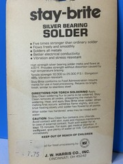 Harris Stay Brite Silver Bearing Solder 1/2 Oz Silver Solder 1/2 Oz Flux NOS