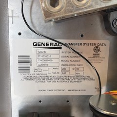 Generac 200A Open Transition Service Rated Automatic Transfer Switch Model 9952