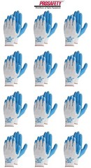 12- 300 BLUE LATEX RUBBER Palm Coated General Purpose PROTECTIVE WORK GLOVES MED