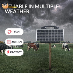 S2500 2.2 Joule Solar Fence Charger, 60 Miles Solar Electric Fence Charger For