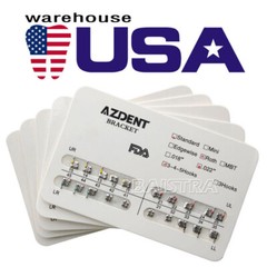 AZDENT Brackets de Ortodoncia Dental Estándar Roth MBT.022/018 con Ganchos 3/345
