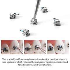 AZDENT Dental Orthodontic Self Ligating Bracket Mini Roth.022 Hooks 345
